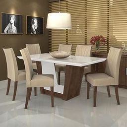 Taxzek Marble 6 Chairs Dinning Table Large (Leather) (2.6Wx5Lx2.5H feet) (Classic)-image-19