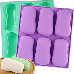 6 Cavity Soaps Molds | Silicone Curved Oval Shape Mould | Handmade Sharp Edges Soap Making Mould | 3D Moulds for Cake | Chocolate| Candy| Ice| Jelly| Brownie| Dessert| - Multicolor (Pack of 1)-picture-11