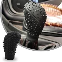 SARTE Car Gear Knob Protector Silicone Gear Shifter Cover for Anti-Scratch Car Gear Knob Cover and Dust Proof Nonslip Gear Cover for Car Universal Fit Silicon Car Gear Knob Stylish- Hockey (Black)-image-83