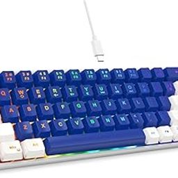 GEODMAER 65% Gaming Keyboard, Wired Backlit Mini Keyboard, Ultra-Compact Anti-Ghosting No-Conflict 68 Keys Membrane Gaming Wired Keyboard for PC Laptop Mac Gamer (Blue-White)-image-92