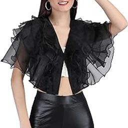 Layered/Ruffled Sheer Shrug with Hook in Front-image-58