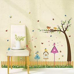Indian Royals Cartoon Bird Nest House Tree Branch Vinyl Home Décor Wall Sticker (60 CM X 90 CM)-image-36