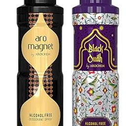 Arochem Deodorant Combo Pack of ARO MAGNET and BLACK OUDH Deo Spray (200ml Each) for Men and Women | Alcohol Free Unisex Deodorants-52