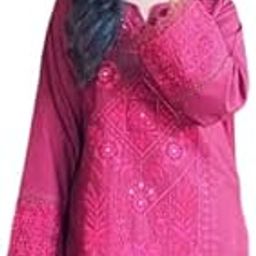 Women's Cotton Kurti and Pant Set with Dupatta, Wine, Straight and Printed Style-image-95