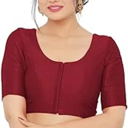vamas Women's Silk Solid Elbow Sleeves Readymade Saree Blouse (X-766.ELB)-picture-12
