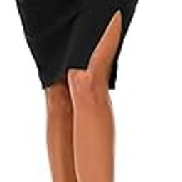 Girl's/Women's Solid Sidecut Stretchy Bodycon Pencil Midi Skirt with Elasticated Waist Belt-13