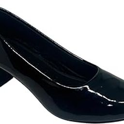 Women's Block Heel Pumps, Point Shape, 5 cm Heel, Glossy Shine-picture-13