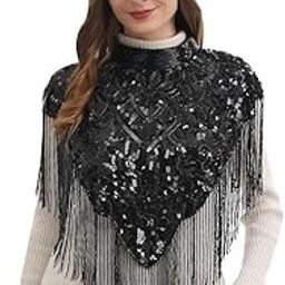 Women's Net Hand Bead Embroidery Designer Short Cape Shurgs Daimonds C7D-16 (Free Size, Black Black)-16