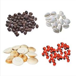 Red Gunja Chirmi Beads, Kamal Gatte and White Kauri/Kaudi and Gomti Chakra, Small - Set of 11 Pieces-image-40