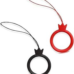 ONCRO® Pack of 2 Red Black Crown shape lucky charm Keychain Silicone Finger Ring Lanyard for Mobile Phones Hanging thread Strap Anti-Slip ideal for Cameras keys pen drive electronics accessories-image-2