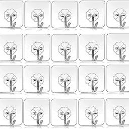 ubilous self Adhesive Sticky Hooks, Heavy Duty Sticky Hooks for Hanging 10KG (Max), Waterproof Transparent Adhesive Hooks for Wall, Wall Hangers for Hanging Kitchen (20 Hook)-image-14