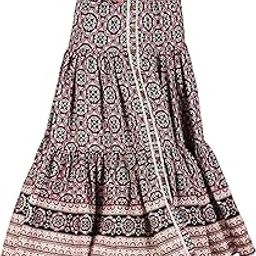 Boho Tiered Skirt in Soft Fabric with Front Button Opening-67