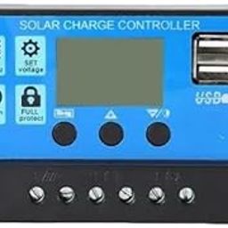 Techtonics 10A Solar Charge Controller for Solar Panel LCD Display with USB Port 12V/24V-2
