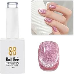 Bolt bee Glitter Cat Eye Nail Gel Polish 9ml Gel Paint Soak Off UV Led | 9D Art Polish Galaxy Magnetic for Nail Designs | LED Soak Off Nail Lacquer Gel Strong Nail Art Magnet For Home Salon-(Pink)-29