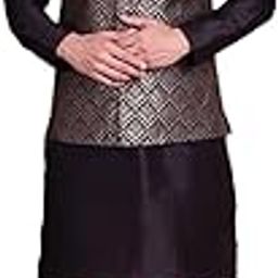 Men Woven Design Nehru Jacket With Kurta Pyjama Set.-12