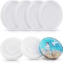SNOOGG 3 Pack Epoxy Resin Art Silicone Casting Round Coaster Mould Set with Side Border.-picture-13