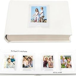 Veicevol Photo Album with Writing Space for Fujifilm Instax Mini 12 11 9 40 90 8 7 Evo Liplay Instant Camera, 64 Pockets Photo Album for Polaroid, Leather Cover Handmade Paper 2x3 Photo Album (White)-image-59