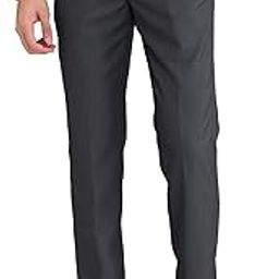 Men's Regular Fit Mid Rise Structure Pattern Poly Viscose Blend Flat Front Formal Trouser-14