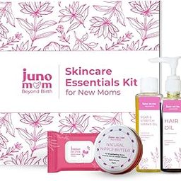 Juno Mom Skincare Essentials Kit for New Moms | 4 in 1 Combo | Postpartum Hair Oil | Scar & Stretch Marks Oil | Natural Nipple Butter | Witch Hazel Wipes | Natural Extracts & Toxin-Free-image-18