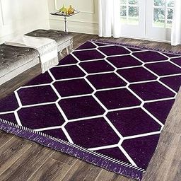 Cross Carpet Design Sleek and Spacious Rectangular Chenille Carpet Rug | Area Rug | Durries for Living Room, Bedroom 5x7 Feet (210 Cmx152 Cm) (Purple)-image-43