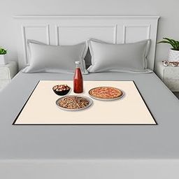 Kuber Industries Food Mat | Rexine Bedsheet Protector for Home | Reversible Bed Server Mat for Kids | Dot Square Mattress Protector for Home | 92 cm | Golden-image-84