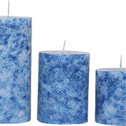 PROSPERRO LUMO by Parkash Candles PARRAFIN Wax Pillar Candle (Set of 3), Blue and White, 3X3, 3X4, 3x6 inches Pillars (3Pillars_Set_Blue)-image-44