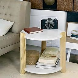 HINDON Wooden Round Side Table, End Table for Living Room, Bedroom, Dining Room, Office, Home Decor Lving Room-25