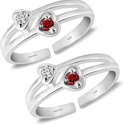 Twin Hearts CZ Embedded Band Design Hallmark Silver Toe Rings in Pure 92.5 Sterling Silver for Women | Chandi Bichiya | With Certificate of Authenticity |-23