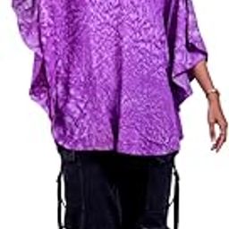 Women's Tie Dye Printed Purple Tunic Kaftan, Short Caftan Top| Free Size-image-49
