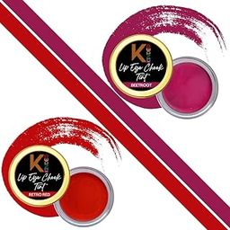 KINDED Lip Eye and Cheek Tint Combo for Women Girls Longlasting Moisturizing Nourishing Pigmented Lip Colour Lipstick Balm Eyeshadow Blush (Creamy Matte Finish, Beetroot & Retro Red, 8 gm each)-9