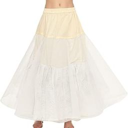 Shyama Creation Women's Cancan Skirts | Hoop Less Underskirt Petticoat | Wedding Lahenga Crinoline | Volume Extension for Lehenga, Gown and Skirt | Free Size Waist with Adjustable Length Yellow Skirt-image-67