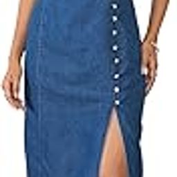 Women's Denim Dress with Side Button and Slit-image-94