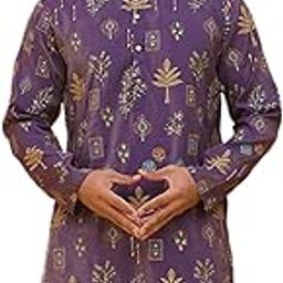 Printed Silk Blend Straight Kurtas. (Purple, 2XL)-image-1