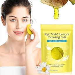 30 Pad Turmeric & Kojic Acid Face Cleansing Foaming Pads with Vitamin C & Retinol Dark Spot Remover, Skin Brightening, Makeup Remover, Exfoliating Facial Wipes for Women & Men 30 Pads-image-30