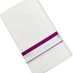 Kerala Handloom Purple Striped Dhoti-image-46