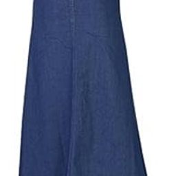 Navy Blue Buttoned A-Line Full Length Denim Skirt 18000-image-70