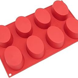 MoldBerry 8 Cavity Oval Shape Silicone molds/Mould for Soap Candle Making 90-100 Grams Approx (Random Color) (Pack of 1)-image-4