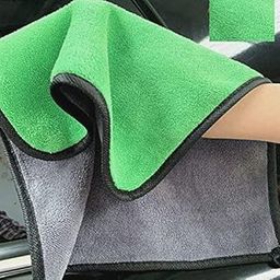 kunya® Microfiber Towel for Car Cleaning (800 GSM, Pack of 3, Size: 30 x 30 cm) Double Sided, High Density, Cleaning, Washing and Polishing, Color: Yellow, Blue, Green (Green)-image-18