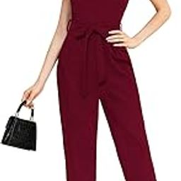 Women's Elegant Solid Maxi Jumpsuit with Belt Included - Stylish and Comfortable Fashion for Every Occasion-picture-12