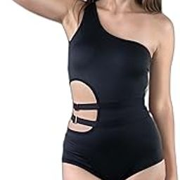one Shoulder Cutout Padded one pcs Swimming Suit for Women-image-69