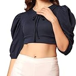 Women's V-Collar Polo Crop Top with Half Sleeves (Top-5111)-image-52