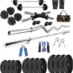 BULLAR Home Gym Set, Home Gym Combo, Home Gym Equipments for men, Home Gym Kit with 30Kg Weight Plates, 5ft Straight Rod and 3ft curl Rod, 1 Pair Dumbbell rods & Accessories-image-74