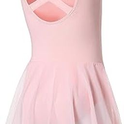 DIPUG Ballet Leotards for Girls Ballet Leotard With Skirt Toddler Dance Leotards Flutter Sleeve and Criss-Cross Back Pink Size 6-8-image-38