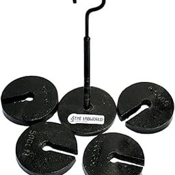 Labworld counter slotted weight set 1.25kg or 1250 gm (250gmx5) with heavy cast iron hanger and removable weights for laboratory and general use export quality-5