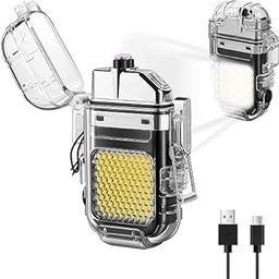 SRUJAMEE Dual Arc Lighter USB Rechargeable – Windproof, Waterproof Electric Lighter with 3-Mode COB Flashlight, Survival Whistle, Ideal for Camping, Hiking, Emergency, and Everyday Use-picture-3