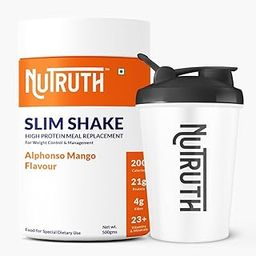 NUTRUTH High Protein Meal Replacement Shakes | Weight Control & Management Protein Shake | for Men & Women Alphonso Mango Shake Flavour + 500 ML Shaker-24