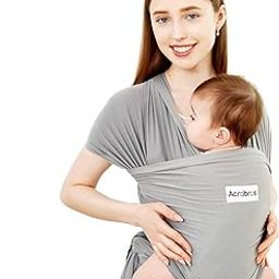 Acrabros Baby Wrap Carrier,Hands Free Baby Carrier Sling,Lightweight,Breathable,Softness,Perfect for Newborn Infants and Babies Shower Gift,Grey-picture-0