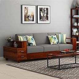 PRIYANSHU WOOD CRAFT Sheesham Wood Sofa Set with 2 Drawer Storage for Living Room Furniture Solid Wooden Drawer Sofa Set for Home Office (Honey Finish, 3 Seater)-image-64