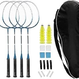 STSTECH Badminton Rackets Set of 4 for Backyard Sports Adults Kids Family Racquets Game with 12 Shuttlecocks,4 Replacement Grips,4 Wristbands and Carrying Bag (Blue -A,Set of 4)-picture-10