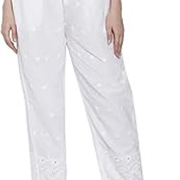 Women Cotton Half Chicken Embroidery Trouser || Straight Fit Chikan Palazzo || Trouser Pants-image-55